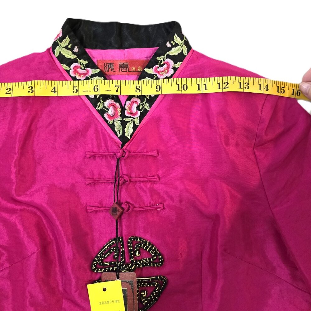 Hai Tom Chinese Top Embroidered Collar Frog Button Jacket Women's M NWT - Picture 8 of 15